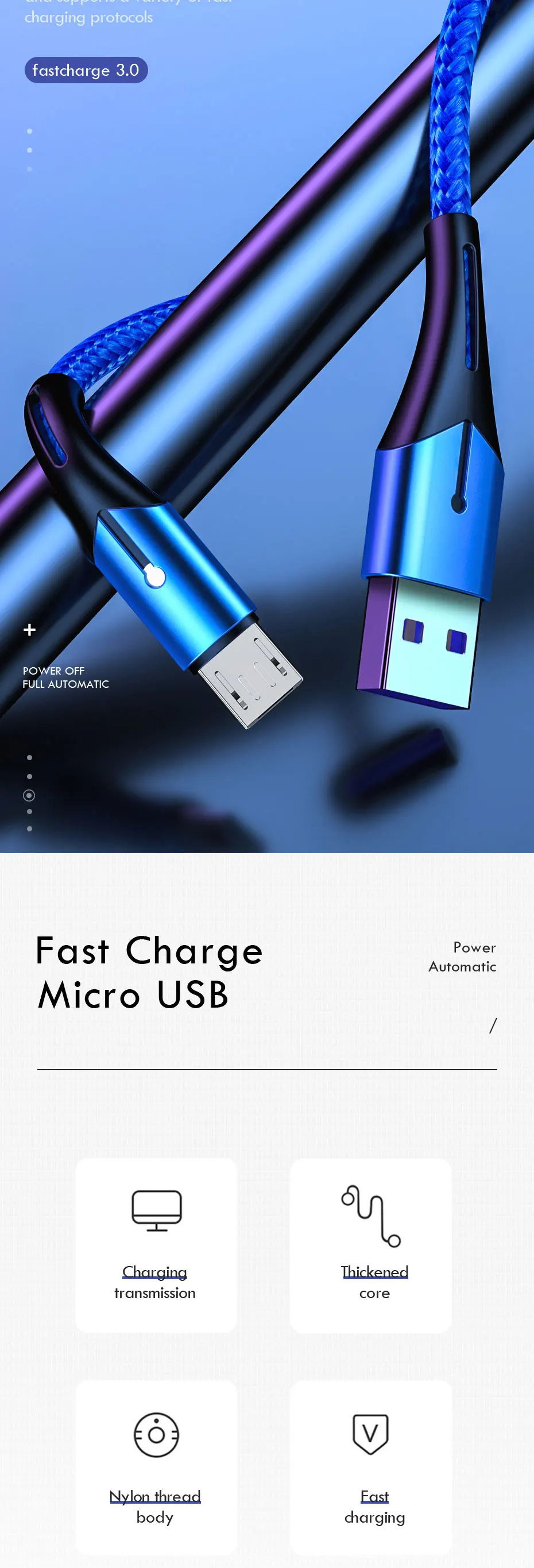 ZNP светодиодный Micro USB кабель для samsung J5 J7 Honor Быстрая зарядка Android мобильный телефон Microusb кабель для Redmi Note 5 шнур зарядного устройства