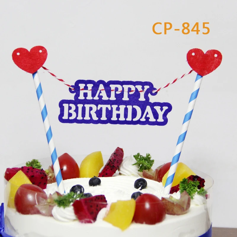 CP-845 Топпер для торта «С Днем Рождения» для детей любовь сердце флажки для торта свадебные украшения Детские вечерние украшения - Цвет: CP-845