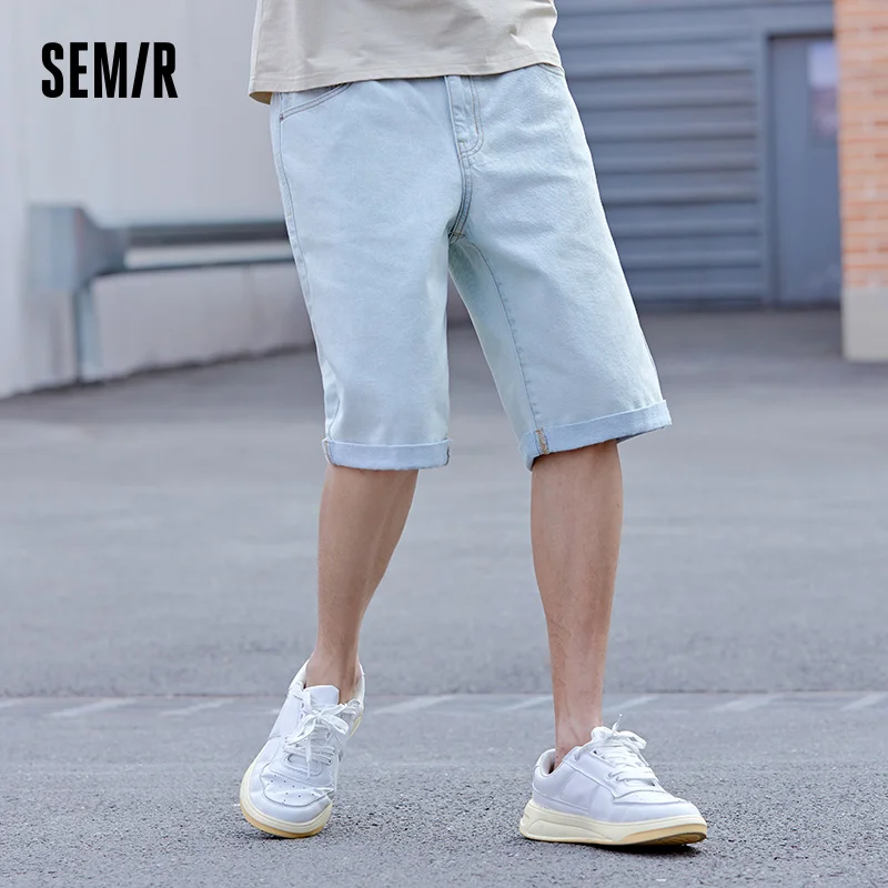 Jeans SEMIR uomo pantaloncini di Jeans larghi dritti 2021 nuovi  pantaloncini di colore chiaro pantaloni estivi da uomo per tutte le partite| Jeans| - AliExpress