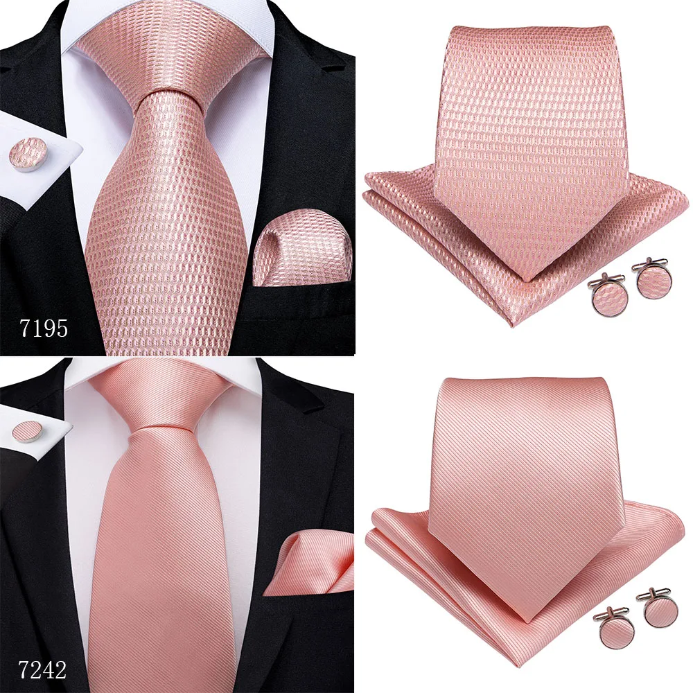 DiBanGu модный персиковый розовый мужской подарок зажим для галстука носовой платок запонки коралловый галстук шелковый галстук Gravat бизнес Свадебный галстук набор