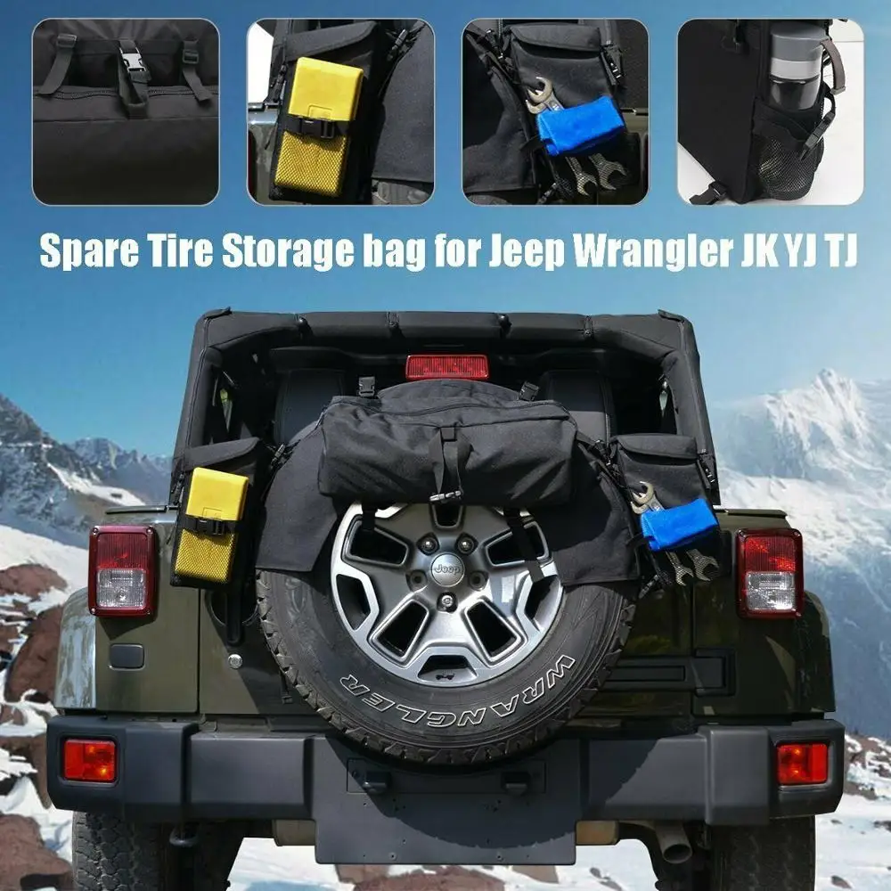 Chuang Qian черный Запасной рюкзак для шин, сумка для хранения груза для Jeep Wrangler YJ TJ JK JL 1987