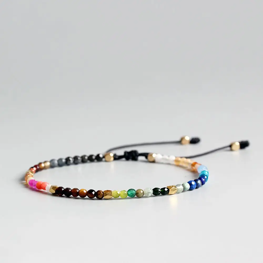 Lucky Stone Beads Bracelet Bohemia Chakra Bracelets Multicolor Small Beads Bracelet Women Holiday Jewelry Gift