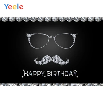 

Yeele Man Happy Birthday Party Photography Backdrops Crystal Diamond Glasses Beard Photographic Background For Photo Studio