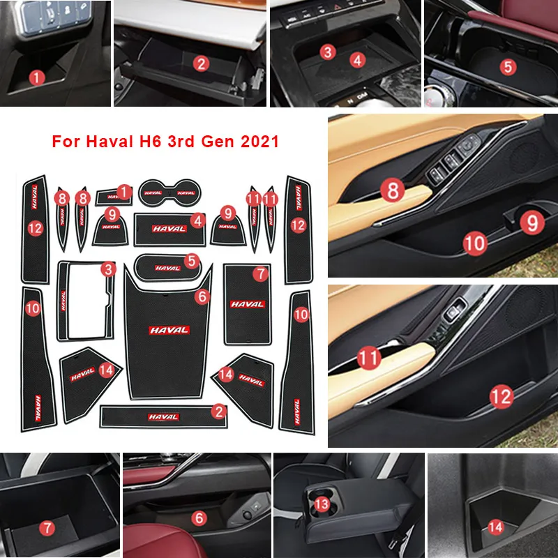 Vtear Door Slot Pad Anti-Slip Mat Decoration PVC Cup Holder Dust-Proof Cover Car Accessories Parts For Haval H6 3rd Gen 2021