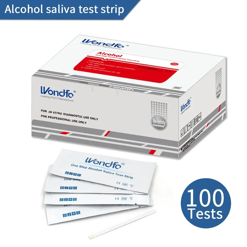 

Wondfo Alcohol Saliva Test Strips 100pcs - Instant Home Screening One Step Test Kits Over 99% Accuracy Earliest Detection