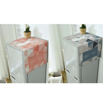 

Dust Cover Washing Machine Cover Refrigerator Dust with Pocket Cotton Linen Dust Cover Home Cleaning