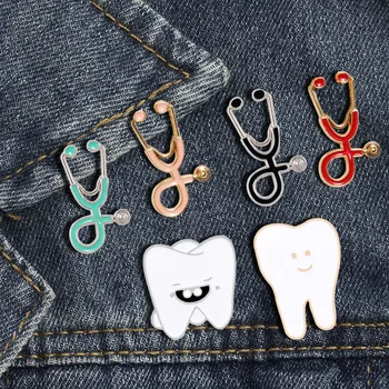 

18style Medical Stethoscope Enamel Pins Anatomy Heart Tooth Brain Brooch for Doctor Nurse Lapel Pin Jackets Badge Icon Jewelry