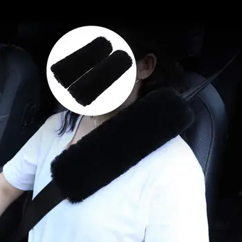 

2pcs Faux Sheepskin Wool Fur Auto Car Seat Belt Shoulder Pads Cover Winter Fluffy Harness Seatbelt Shoulder Pads