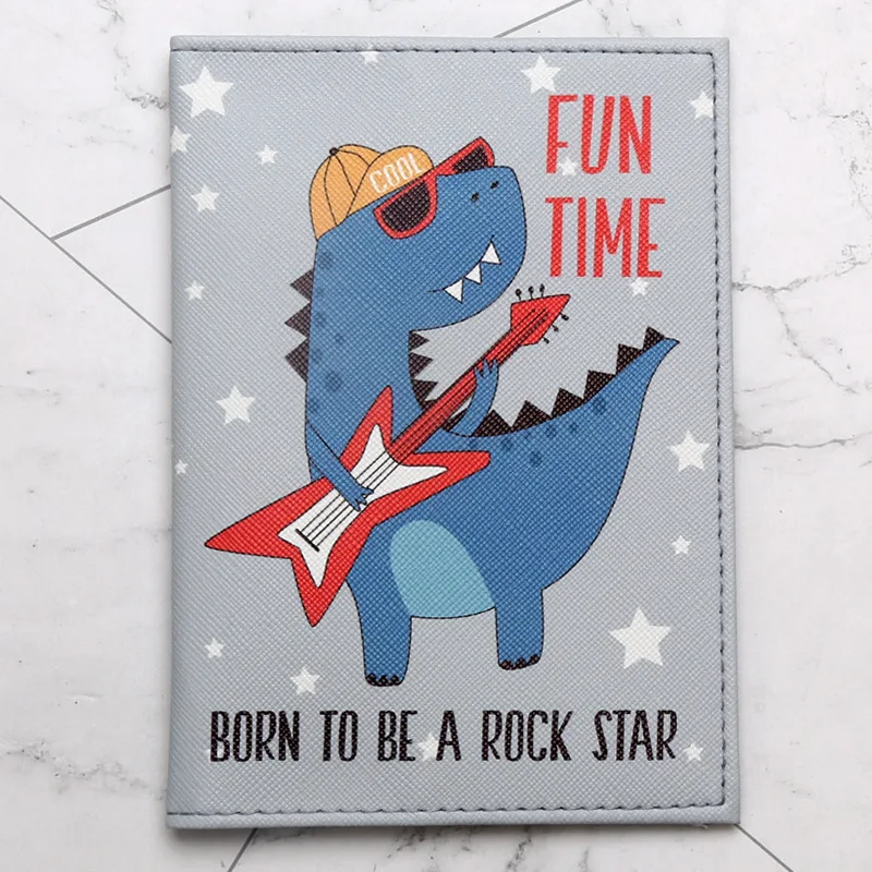 Cartoon dinosaur pattern passport holder travel storage supplies passport document protector