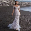 Sexy Scoop Long Sleeves Mermaid Wedding Dresses Customized abito da sposa Sweep Train Lace Bridal Gown vestido de casamento 5
