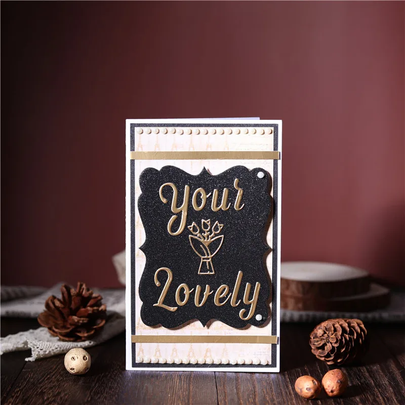 YaMinSanNiO You Are Lovely Word Dies Frame Border Metal Cutting Diecuts для создания карт Скрапбукинг тиснение