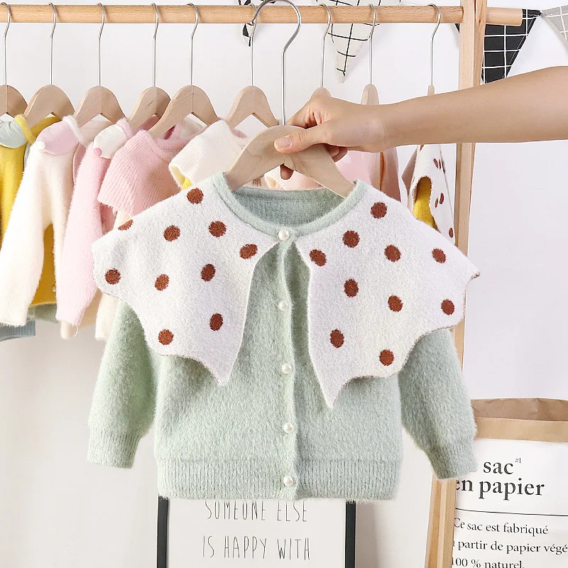 

2019 New Products Autumn And Winter Korean-style Children GIRL'S Sweater Mink Cashmere Long-sleeved Cardigan Source Factory Good