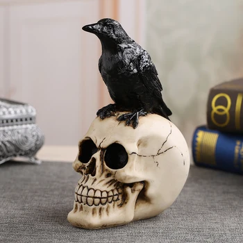 

2021 Resin Craft Statues For Decoration Skull Crow Skull Fashion Home Decor Creative Statue Personalized Ornaments