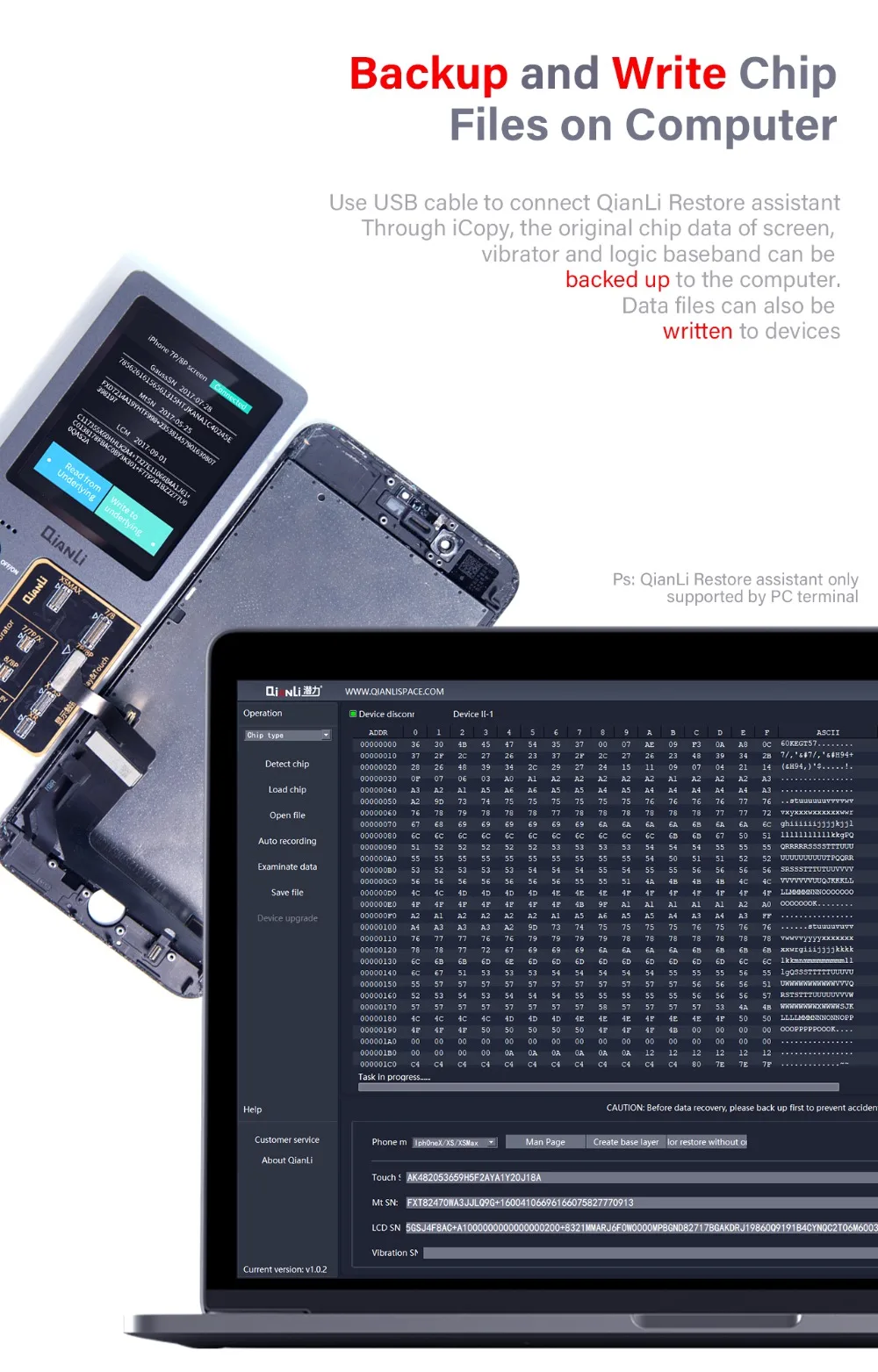 QIANLI iCopy Lcd-scherm Fotometer Voor iphone 7 8P X XR XS Max Lichtgevoelige Originele Kleur Baseband Chip Reparatie programm