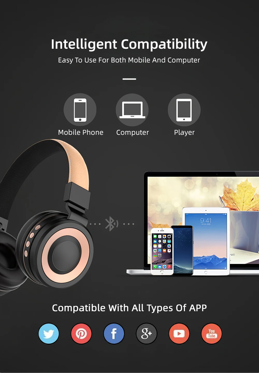 Беспроводные стерео наушники с микрофоном, многофункциональные наушники Bluetooth 4,2, складные наушники, спортивные HIFI дышащие наушники для мобильного телефона