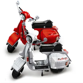 

03002 732Pcs MOC Series Creative Vespa P200 Small Sheep Motorcycle Building Blocks Brick education Creative Toys Christmas gift