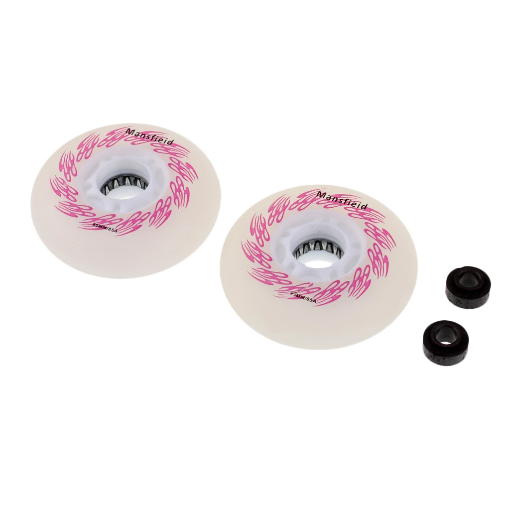 2 Pieces LED Light Up Inline Sliding Flash PU Roller Skate Wheel 80mm