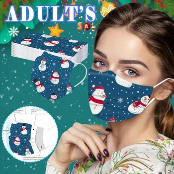 

Fast Delivery Christmas Adult Disposable Dust-Proof Protective Cartoon Printing Mask Print Face Mask Industrial 3Ply Ear Loop#9