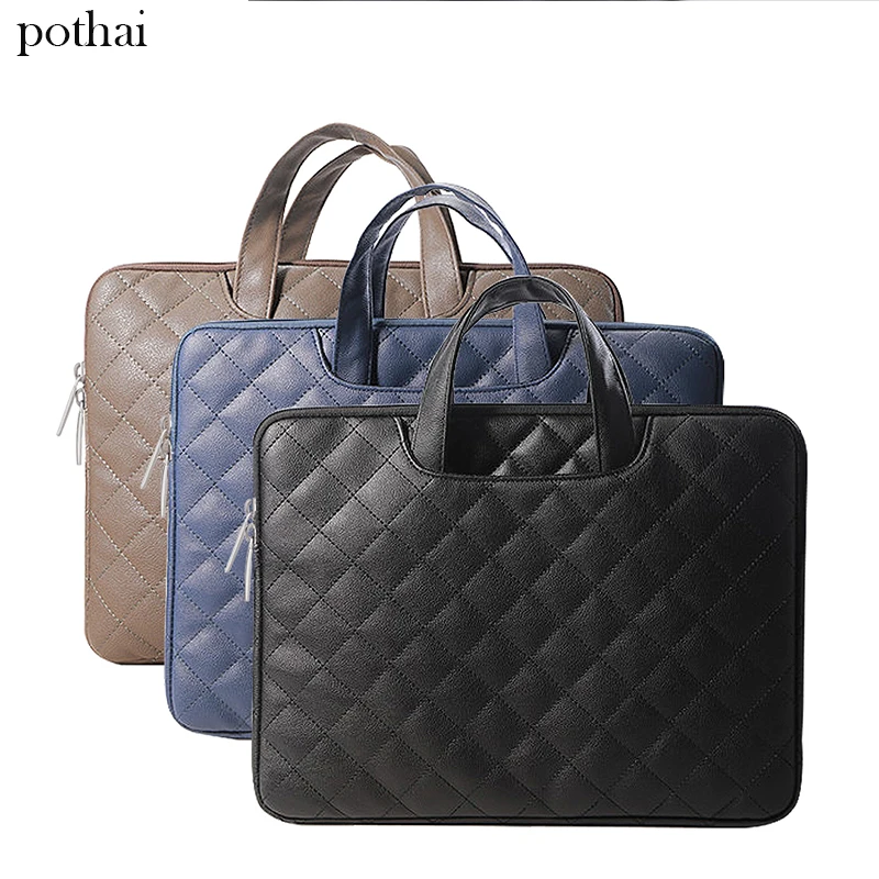 Yicana 11 13 14 15,6 дюймов сумка-портфель из искусственной кожи для ноутбука с ручкой для Macbook Air Pro retina 11,6 13 15,4