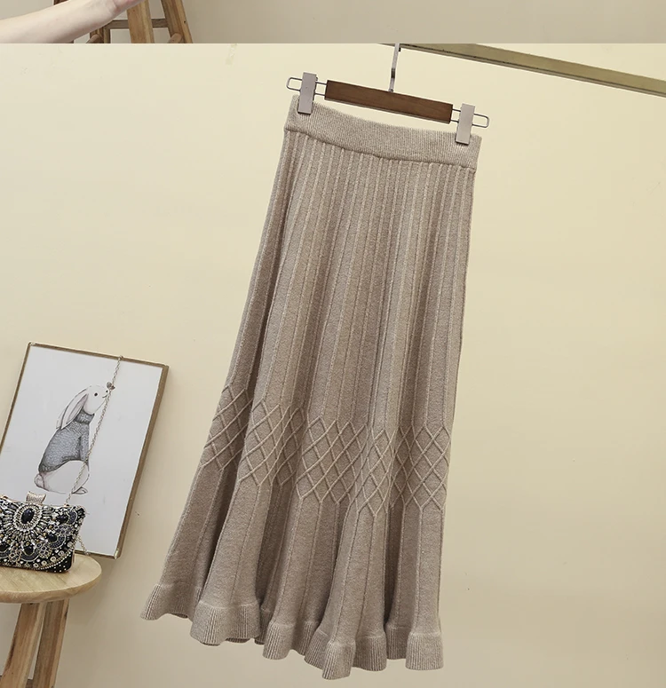 Beiyingni юбка с высокой талией Женская однотонная клетчатая винтажная повседневная трикотажная юбка для женщин эластичная юбка в стиле "Ретро" Faldas Mujer