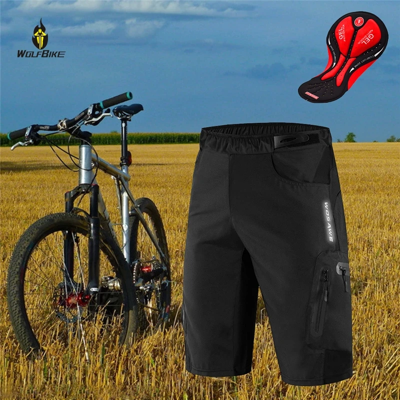 Wolfbike велосипедные шорты с гелевыми накладками противоударные велосипедные водостойкие свободные дышащие велосипедные шорты для горного велосипеда