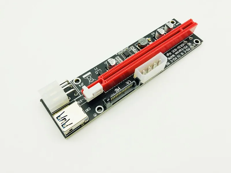 10PCS PCI-E Express Riser Card 1X to 16X Extender Adapter USB 3.0 Cable LED SATA 4Pin 6Pin Power Connector For BTC Miner Mining