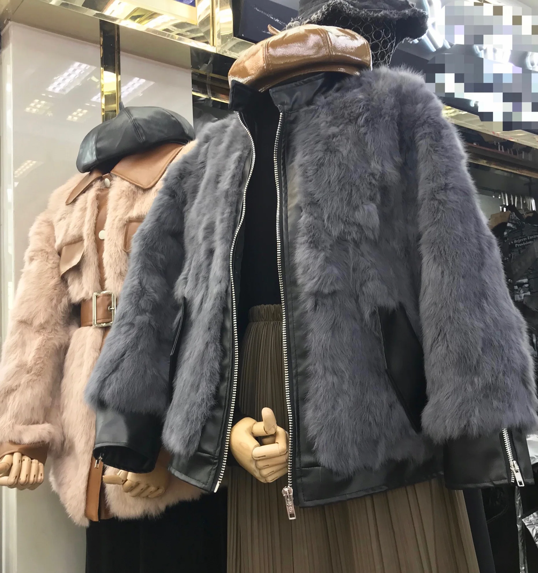 

Real Fur Jacket Tide Female Mink Cashmere Jacket 2019 Winter Natural Rabbit Fur Coat Womens Quilted Coat Woman Nancylim