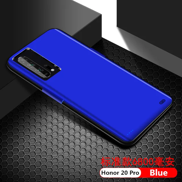 6800 мАч Расширенный чехол для телефона с аккумулятором для huawei Honor 20, Дополнительный внешний аккумулятор для huawei Honor 20 Pro, запасной чехол для зарядного устройства - Цвет: Blue for 20 Pro