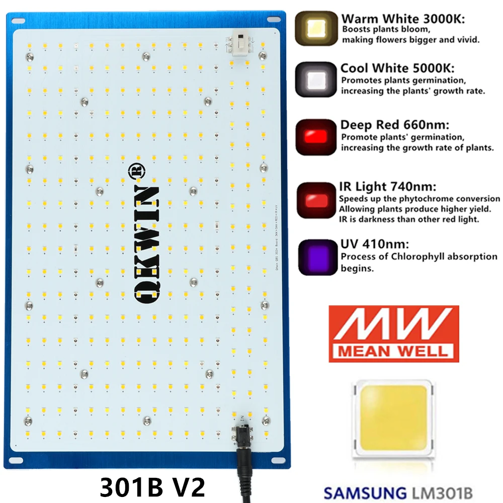 Updated 240W Quantum PCB Led Grow Light V2 Full Spectrum Samsung LM301B Bead grow light