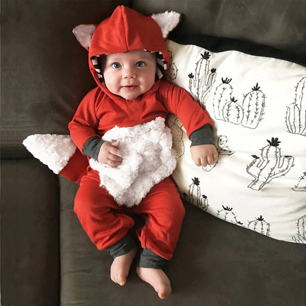 Newborn Infant Baby Girls Boys 3D Cartoon Fox Hooded Romper Jumpsuit Outfits Clothes Hoodies Kids baby costume mameluco bebe - Image 2