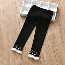 Новые стильные леггинсы г. Кружевные двухслойные весенне-летние узкие брюки с бантом для девочек, стиль детская одежда без открытой промежности