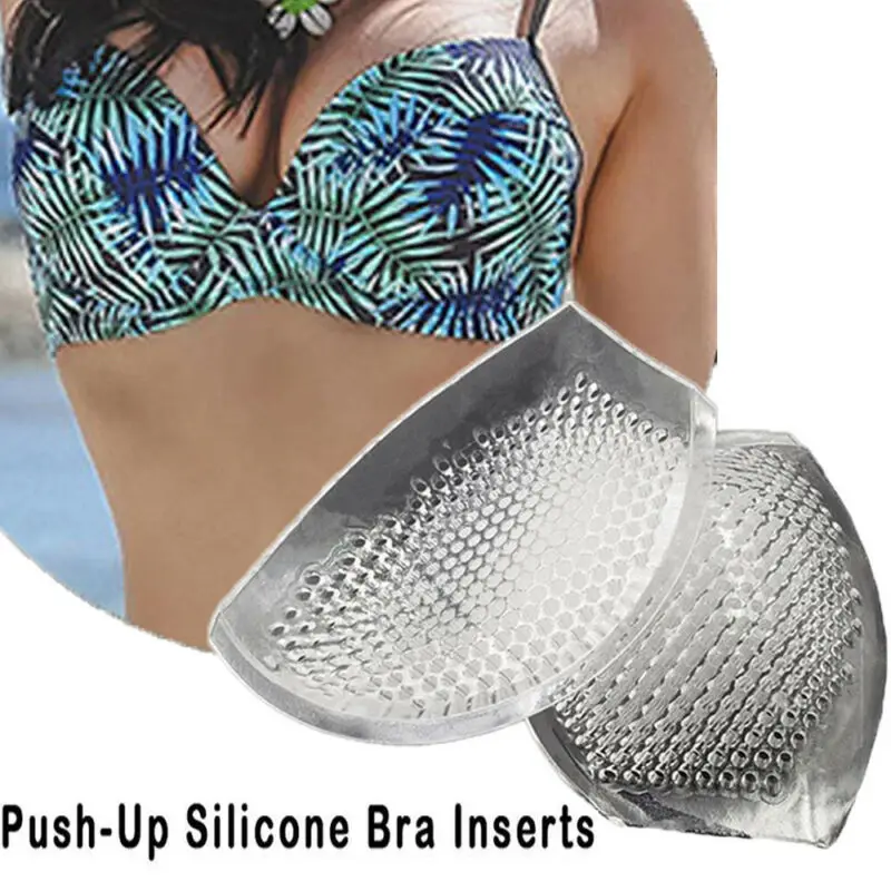 

1Pair Soft Bikini Bra Silicone Round Pads Enhancer Breathable Insert Swimsuit Push-up Seamless Silicone Built-in Chest Pad