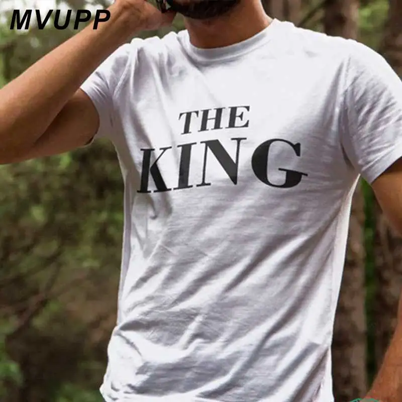 Футболка для пары King Queen мужчин и женщин одежда мужа жены размер pluse белая черная
