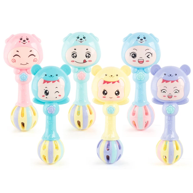 1pcs Baby Boy Girls Cute Cartoon Rattles Infant Handheld Hand Bell Kids ABS Toy 2