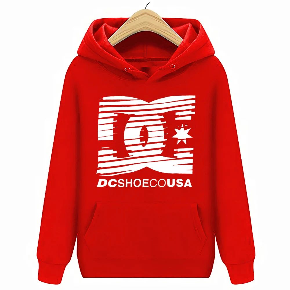 Hoodie Red DC Shoe Co USA Challenger, Мужская футболка, хлопковая Футболка с принтом, футболки с коротким рукавом, топы с круглым вырезом, футболки, Harajuku, уличная одежда - Цвет: Hoodie Red