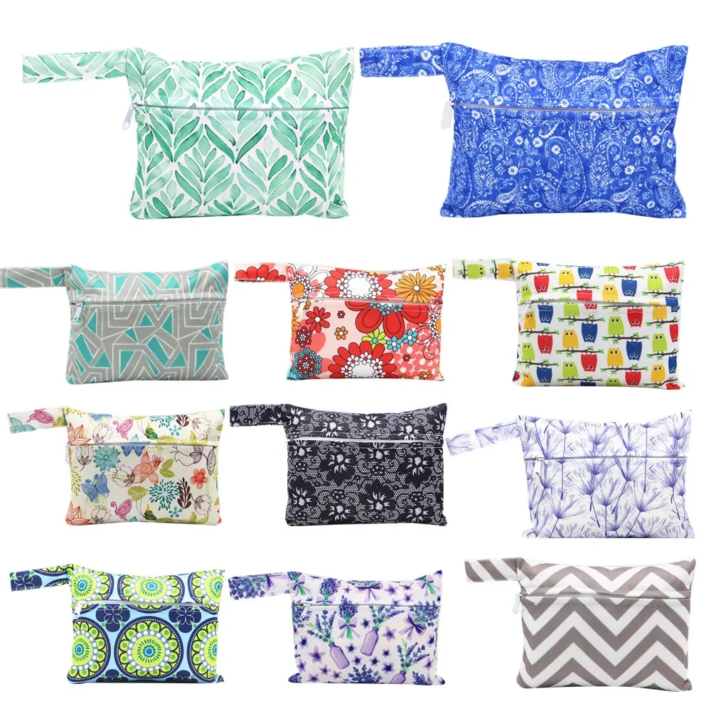 Waterproof Reusable Wet Bag Printed Pocket Nappy Bags PUL Travel Dry Mini Size 14*18cm Diaper | Мать и ребенок