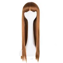 Fei-Show синтетический парик длинные прямые плоские челки женские волосы Косплей Карнавальный костюм Хэллоуина вечерние парик