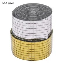 She Love самоклеящееся квадратное Стеклянное Мозаичное зеркало золотого и серебристого цвета, зеркальные плитки, наклейки для рукоделия, рукоделия, украшения для дома