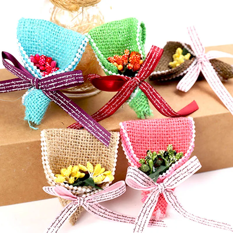 1 шт. джутовая хэндмейд в декорированном мешковиной горшке гессенской цветок