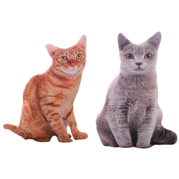 

Promotion! 2 Pc 50Cm Simulation Plush Cat Pillows Soft Stuffed Animals Cushion Sofa Decor Cartoon Plush Toys for Children Kids G