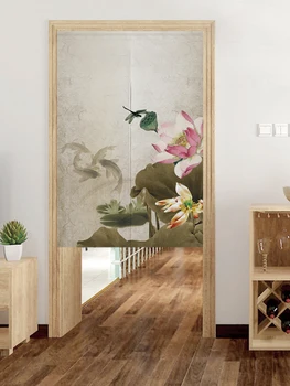 

Chinese-style Lotus Door Curtain Partition Bedroom Toilet Occlusion Decoration Cloth Curtain Half Curtain Feng Shui Curtain