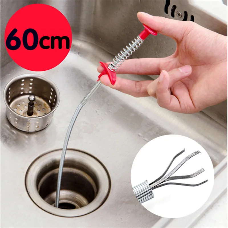 60cm spustowy wąż wiosna rury pogłębianie narzędzie pogłębiarka Unblocker spustowy Clog narzędzie do zlewu kanalizacja hak do czyszczenia zlew...