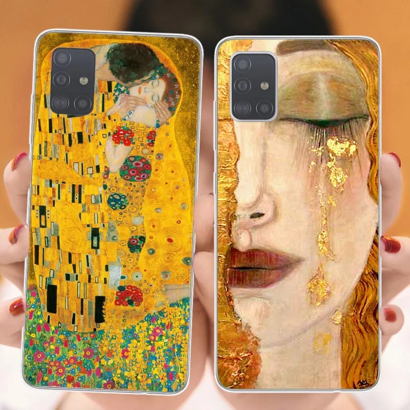 Мягкий чехол для телефона Kiss by Gustav Klimt funny Face Line Samsung Galaxy S20 Ultra S7 Edge S8 S9 S10 Plus Fundas