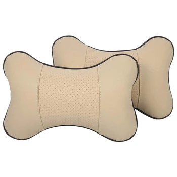 

2 x Car Neck Pillow, Comfortable Soft Breathable Leather Car Head Neck Rest Cushion Relax Neck Support Headrest Pillows for Car