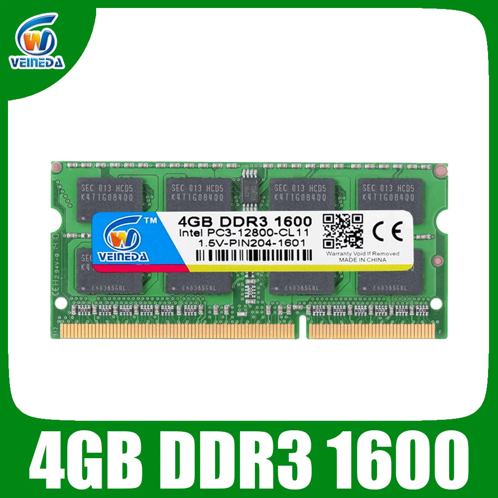 VEINEDA DDR3 8 Гб оперативная память sodimm DDR 3 4 Гб 1600 1333 МГц 204pin 1,5 В для Intel AMD ноутбука оперативная память