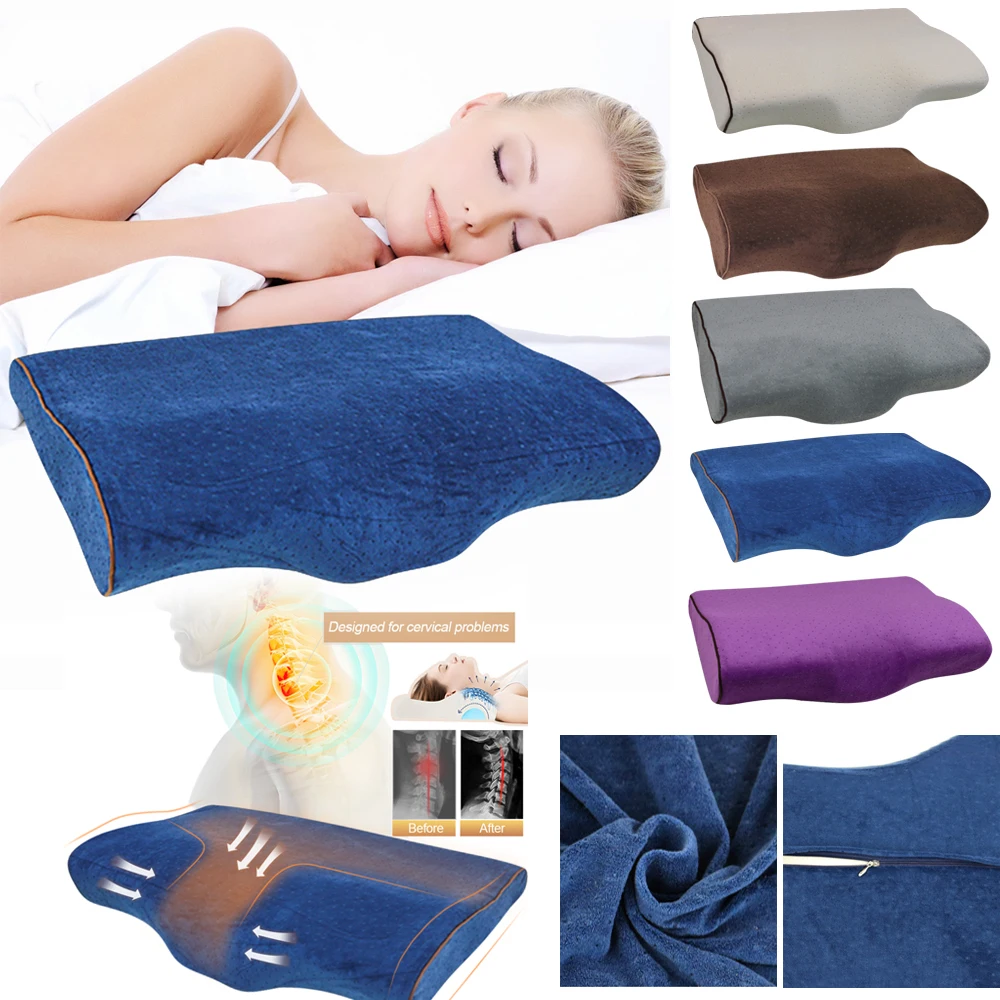 Подушка для постельных принадлежностей из пены с эффектом памяти, Бархатная подушка в форме бабочки, Ортопедическая подушка для защиты шеи, медленный отскок, шейка для ухода за здоровьем