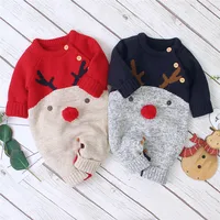 Christmas Baby Boy&Girl Deer Romper Knitted Warm Jumpsuit 8