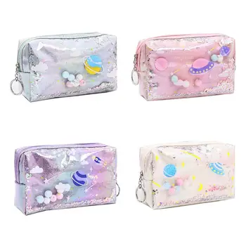 

Lovely Large Quicksand Planet Pencil Case Leather Pen Box Makeup Bag Girls Gift