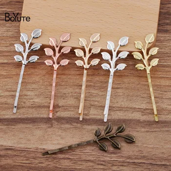 

BoYuTe (40 Pieces/Lot) 19*37MM Leaf Hairpin Barrette Findings Vintage Women Hair Accessories Wholesale