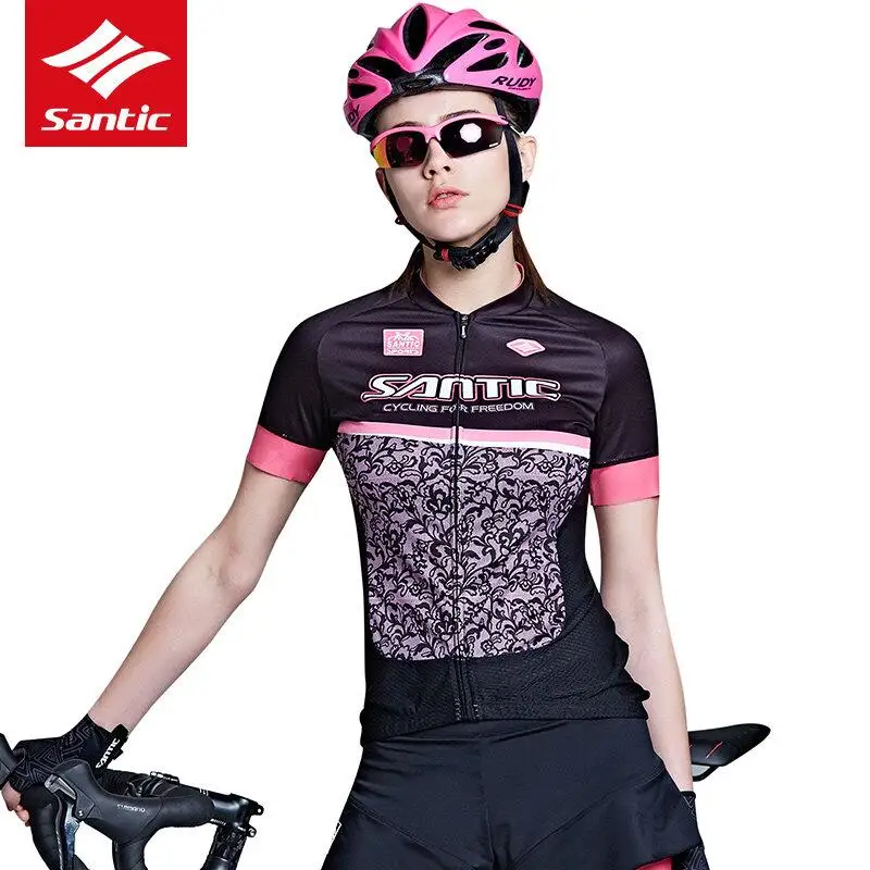 Santic Women Summer Cycling Jersey Short Sleeve Pro Breathable Clothing Downhill Cycle Bike Chaleco Ciclismo | Спорт и развлечения
